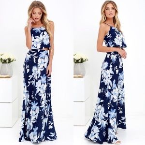 Lulus Love for Lanai - 2 Piece Blue Floral Dress